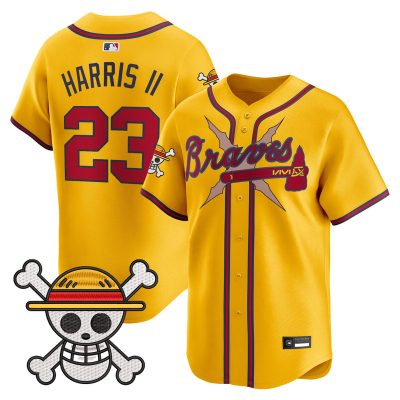 Men's Atlanta Braves x One Piece Vapor Premier Limited Jersey - Gold / Michael Harris II