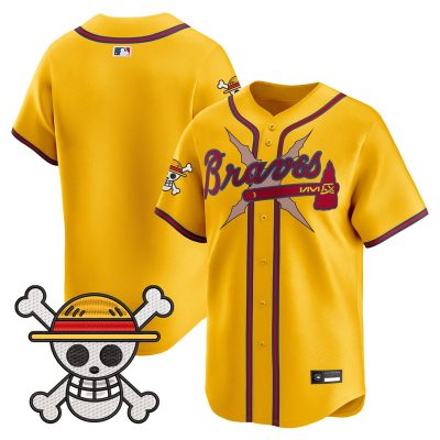 Men's Atlanta Braves x One Piece Vapor Premier Limited Jersey - Gold / Team