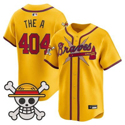 Men's Atlanta Braves x One Piece Vapor Premier Limited Jersey - Gold / The A 404