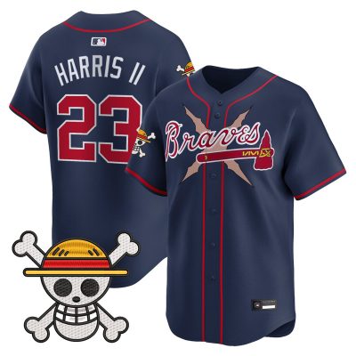 Men's Atlanta Braves x One Piece Vapor Premier Limited Jersey - Navy / Michael Harris II