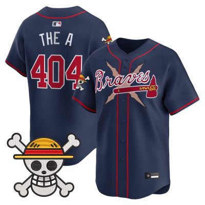 Men's Atlanta Braves x One Piece Vapor Premier Limited Jersey - Navy / The A 404