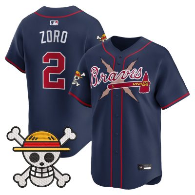 Men's Atlanta Braves x One Piece Vapor Premier Limited Jersey - Navy / Zoro