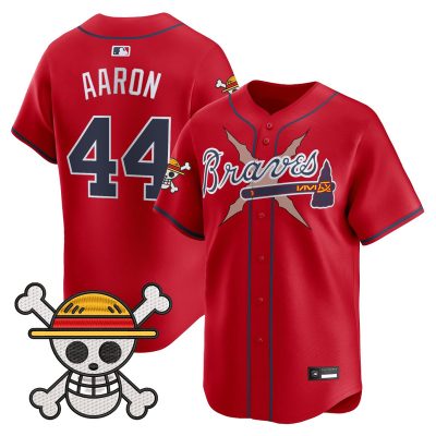 Men's Atlanta Braves x One Piece Vapor Premier Limited Jersey - Red / Hank Aaron