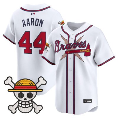 Men's Atlanta Braves x One Piece Vapor Premier Limited Jersey - White / Hank Aaron