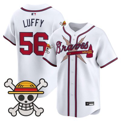 Men's Atlanta Braves x One Piece Vapor Premier Limited Jersey - White / Luffy
