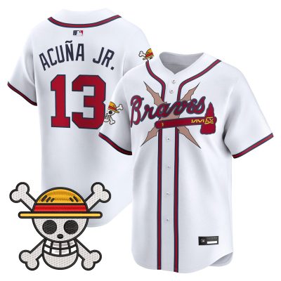 Men's Atlanta Braves x One Piece Vapor Premier Limited Jersey - White / Ronald Acuna Jr.