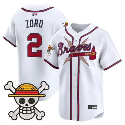 Men's Atlanta Braves x One Piece Vapor Premier Limited Jersey - White / Zoro