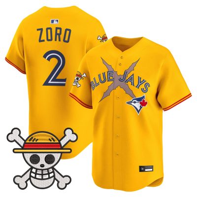 Men's Blue Jays x One Piece Vapor Premier Limited Jersey - Gold / Zoro