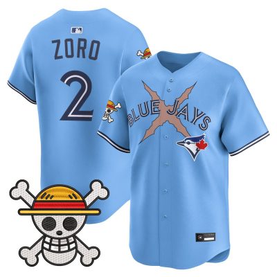 Men's Blue Jays x One Piece Vapor Premier Limited Jersey - Powder Blue / Zoro