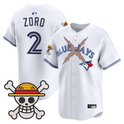 Men's Blue Jays x One Piece Vapor Premier Limited Jersey - White / Zoro