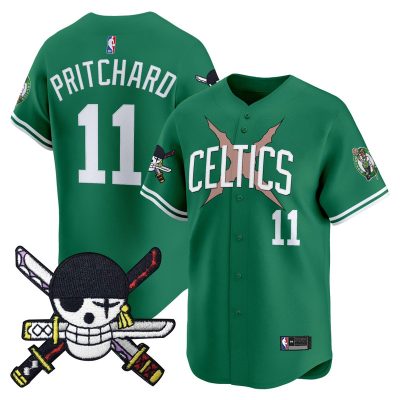 Men's Boston Celtics x One Piece Patch Vapor Baseball Jersey - Zoro Edition - Stitched - Icon / Payton Pritchard