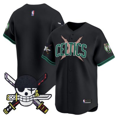 Men's Boston Celtics x One Piece Patch Vapor Baseball Jersey - Zoro Edition - Stitched - Statement / Team
