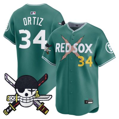Men's Boston Red Sox x One Piece Zoro Patch Vapor Premier Limited Jersey - City Connect / David Ortiz