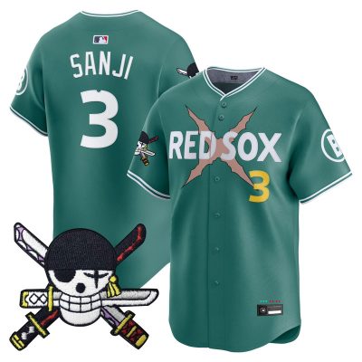 Men's Boston Red Sox x One Piece Zoro Patch Vapor Premier Limited Jersey - City Connect / Sanji