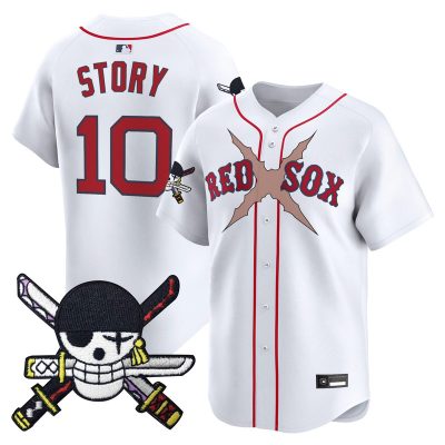 Men's Boston Red Sox x One Piece Zoro Patch Vapor Premier Limited Jersey - White / Trevor Story