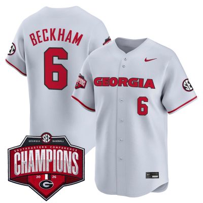 Men's Georgia Bulldogs Baseball Southeastern Confernce Champions 2026 Vapor Premier Limited Stitched Jersey - Gray / Gordon Beckham