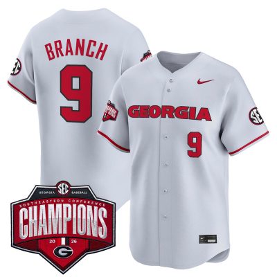 Men's Georgia Bulldogs Baseball Southeastern Confernce Champions 2026 Vapor Premier Limited Stitched Jersey - Gray / Kolby Branch