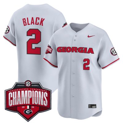 Men's Georgia Bulldogs Baseball Southeastern Confernce Champions 2026 Vapor Premier Limited Stitched Jersey - Gray / Ryan Black