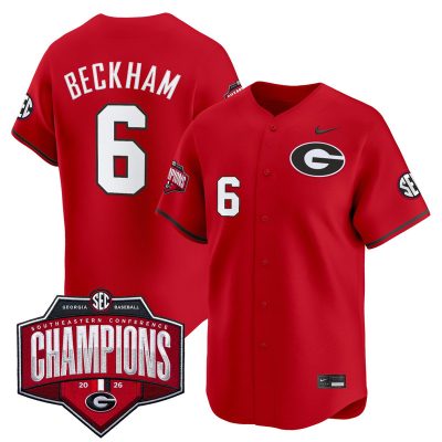 Men's Georgia Bulldogs Baseball Southeastern Confernce Champions 2026 Vapor Premier Limited Stitched Jersey - Red / Gordon Beckham