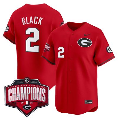 Men's Georgia Bulldogs Baseball Southeastern Confernce Champions 2026 Vapor Premier Limited Stitched Jersey - Red / Ryan Black