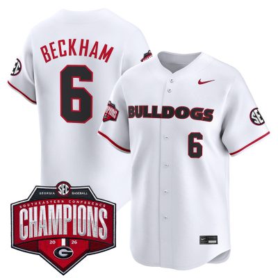 Men's Georgia Bulldogs Baseball Southeastern Confernce Champions 2026 Vapor Premier Limited Stitched Jersey - White / Gordon Beckham