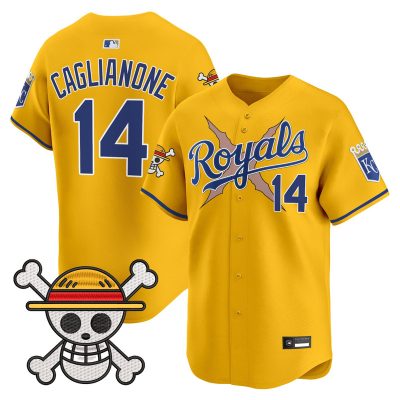 Men's Kansas City Royals x One Piece Vapor Premier Limited Jersey - Gold / Jac Caglianone