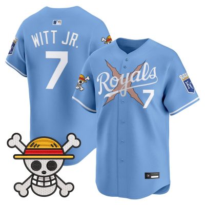 Men's Kansas City Royals x One Piece Vapor Premier Limited Jersey - Light Blue / Bobby Witt Jr.