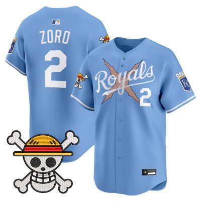 Men's Kansas City Royals x One Piece Vapor Premier Limited Jersey - Light Blue / Zoro