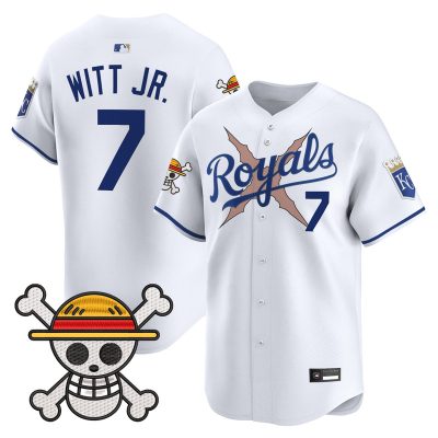 Men's Kansas City Royals x One Piece Vapor Premier Limited Jersey - White / Bobby Witt Jr.