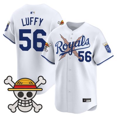 Men's Kansas City Royals x One Piece Vapor Premier Limited Jersey - White / Luffy