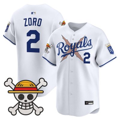 Men's Kansas City Royals x One Piece Vapor Premier Limited Jersey - White / Zoro