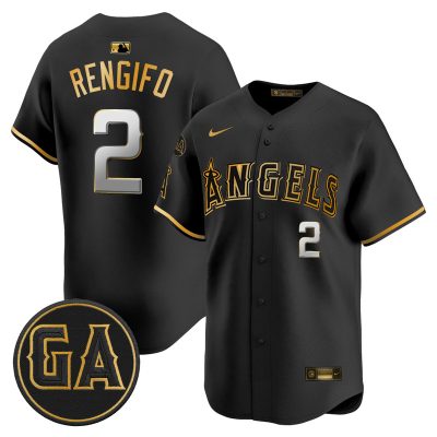 Men's Los Angeles Angels 'Garret Anderson Tribute Patch' Vapor Premier Limited Jersey - Black Gold / Luis Rengifo