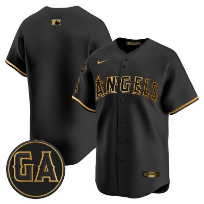 Men's Los Angeles Angels 'Garret Anderson Tribute Patch' Vapor Premier Limited Jersey - Black Gold / Team
