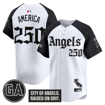 Men's Los Angeles Angels 'Garret Anderson Tribute Patch' Vapor Premier Limited Jersey - Gothic Edition - Alternate / #250 America