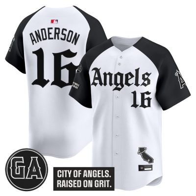 Men's Los Angeles Angels 'Garret Anderson Tribute Patch' Vapor Premier Limited Jersey - Gothic Edition - Alternate / Garret Anderson