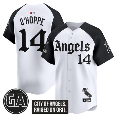 Men's Los Angeles Angels 'Garret Anderson Tribute Patch' Vapor Premier Limited Jersey - Gothic Edition - Alternate / Logan O'Hoppe