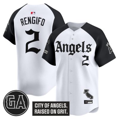 Men's Los Angeles Angels 'Garret Anderson Tribute Patch' Vapor Premier Limited Jersey - Gothic Edition - Alternate / Luis Rengifo