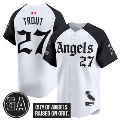 Men's Los Angeles Angels 'Garret Anderson Tribute Patch' Vapor Premier Limited Jersey - Gothic Edition - Alternate / Mike Trout