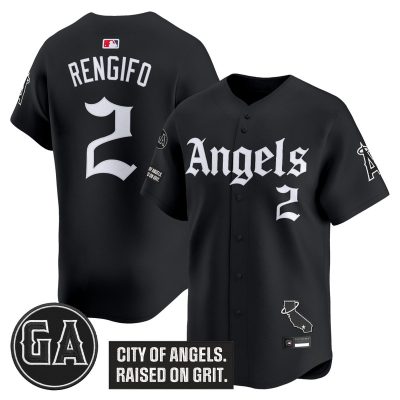 Men's Los Angeles Angels 'Garret Anderson Tribute Patch' Vapor Premier Limited Jersey - Gothic Edition - Black / Luis Rengifo