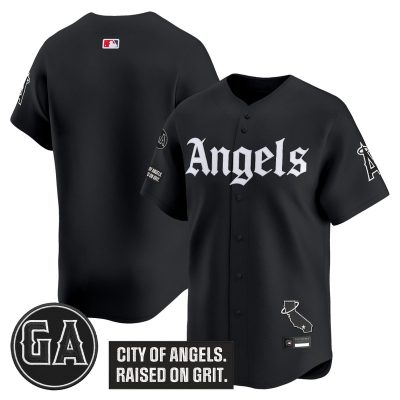 Men's Los Angeles Angels 'Garret Anderson Tribute Patch' Vapor Premier Limited Jersey - Gothic Edition - Black / Team