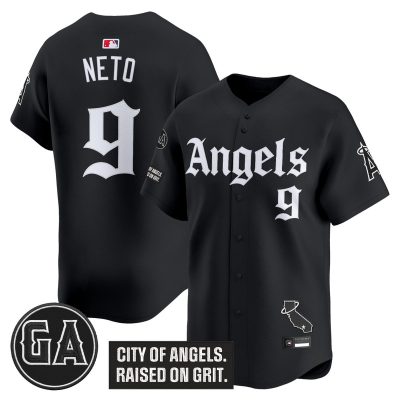Men's Los Angeles Angels 'Garret Anderson Tribute Patch' Vapor Premier Limited Jersey - Gothic Edition - Black / Zach Neto