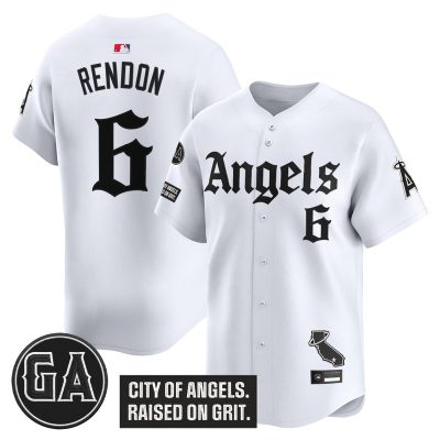Men's Los Angeles Angels 'Garret Anderson Tribute Patch' Vapor Premier Limited Jersey - Gothic Edition - White / Anthony Rendon