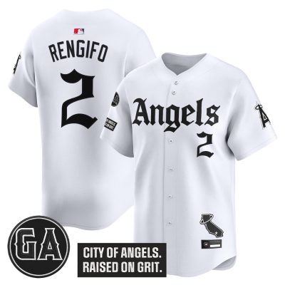 Men's Los Angeles Angels 'Garret Anderson Tribute Patch' Vapor Premier Limited Jersey - Gothic Edition - White / Luis Rengifo