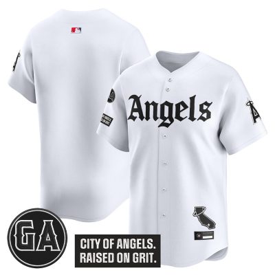 Men's Los Angeles Angels 'Garret Anderson Tribute Patch' Vapor Premier Limited Jersey - Gothic Edition - White / Team