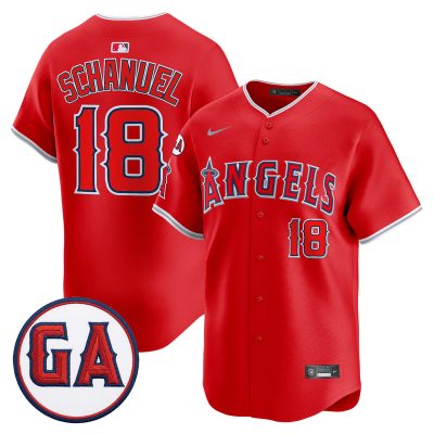 Men's Los Angeles Angels 'Garret Anderson Tribute Patch' Vapor Premier Limited Jersey - Red / Nolan Schanuel