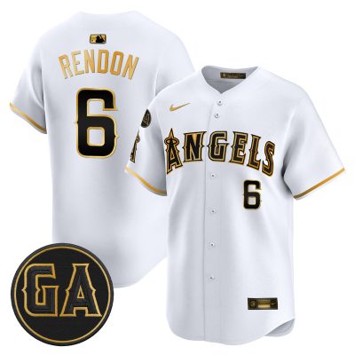 Men's Los Angeles Angels 'Garret Anderson Tribute Patch' Vapor Premier Limited Jersey - White Gold / Anthony Rendon