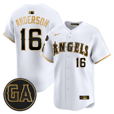 Men's Los Angeles Angels 'Garret Anderson Tribute Patch' Vapor Premier Limited Jersey - White Gold / Garret Anderson
