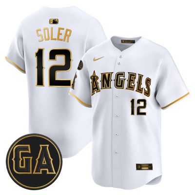 Men's Los Angeles Angels 'Garret Anderson Tribute Patch' Vapor Premier Limited Jersey - White Gold / Jorge Soler