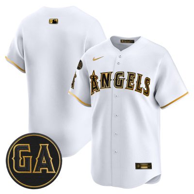 Men's Los Angeles Angels 'Garret Anderson Tribute Patch' Vapor Premier Limited Jersey - White Gold / Team