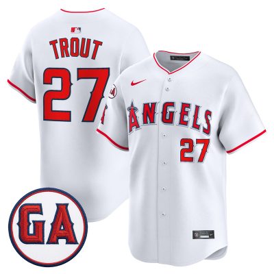 Men's Los Angeles Angels 'Garret Anderson Tribute Patch' Vapor Premier Limited Jersey - White / Mike Trout